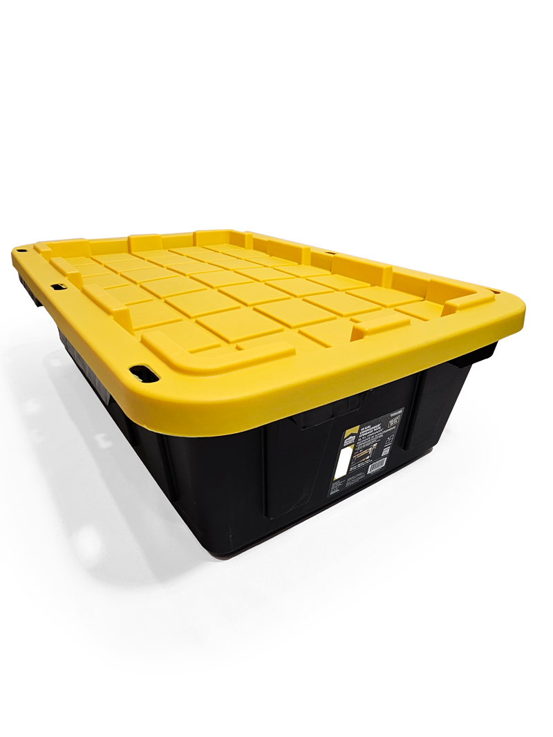 Tote Storage Bin Black And Yellow Totes Lowes Tough Box Yellow And